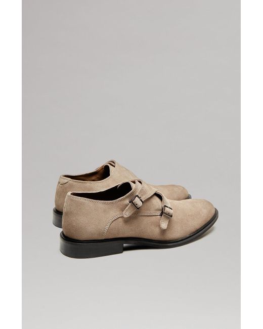 Burton Gray Premium Suede Monk Shoes for men