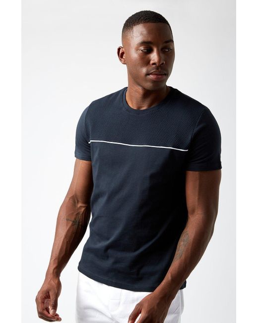 Burton Blue Navy Textured Piping T-shirt for men