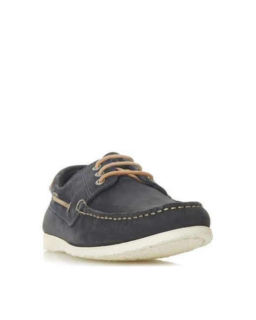 Dune White 'barge' Leather Boat Shoes for men