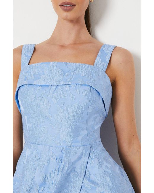 Coast Blue Fold Detail Wrap Skirt Jacquard Dress