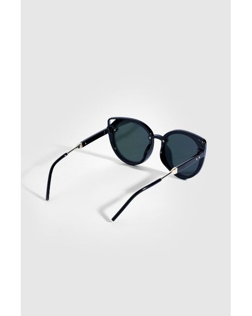 Boohoo Blue Mirrored Oversized Cat Eye Sunglasses