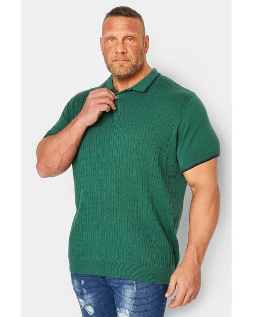 BadRhino Green Cable Knit Polo Shirt for men