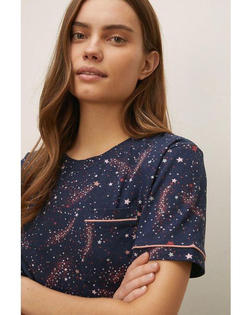 Oasis Blue All Over Star Print Pyjama Set