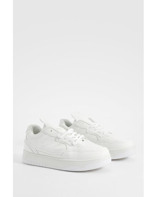 Boohoo White Chunky Jumbo Contrast Lace Sneakers