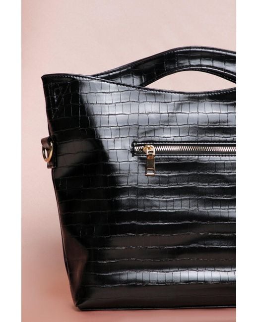 MissPap Black Leather Look Grab Top Day Bag
