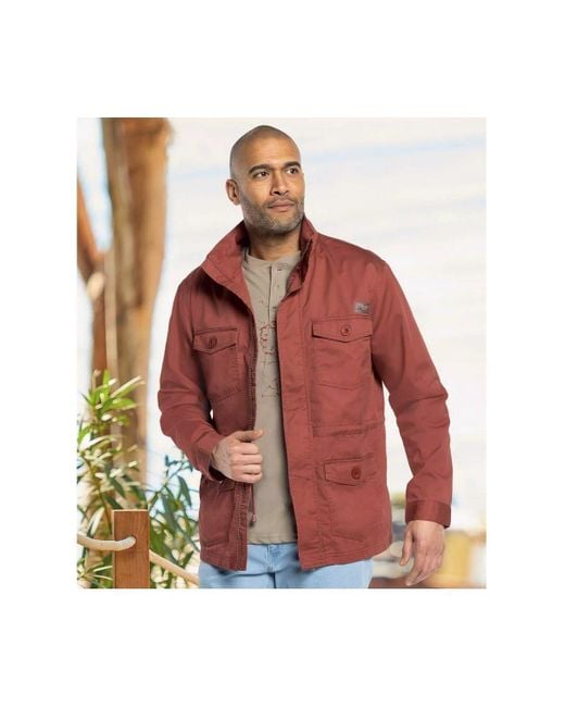 Atlas For Men Brown Plain Safari Jacket for men