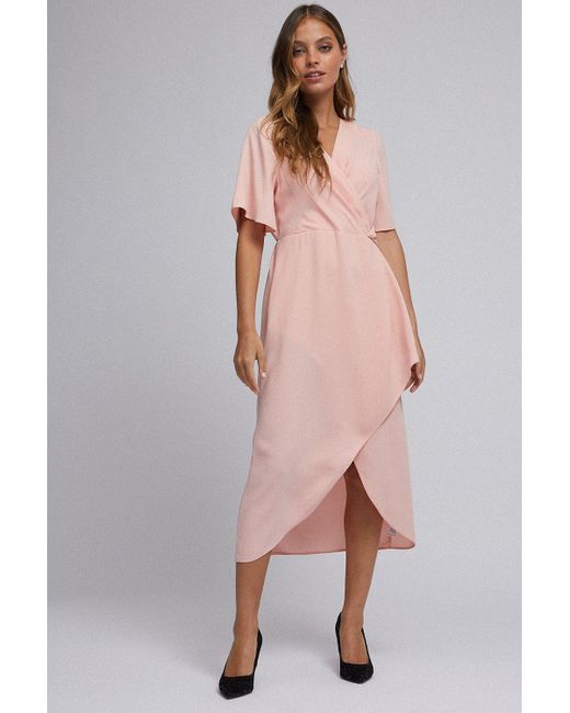Dorothy Perkins Petite Pink Twist Midi Dress