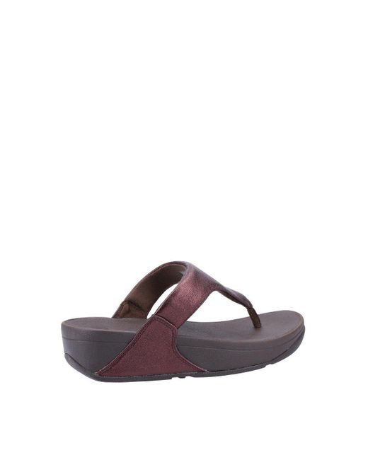 Fitflop Black 'lulu Metallic' Leather Toe Post Sandals