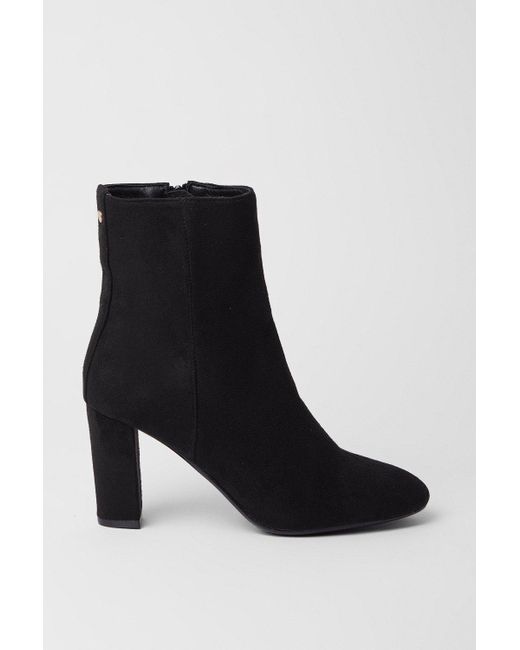 PRINCIPLES Olsen Almond Toe High Block Heel Ankle Boots in Blue