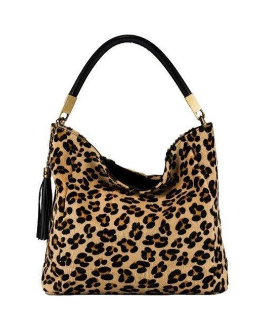 Sostter Brown Leopard Print Calf Hair Leather Tassel Grab Bag - Biyeb