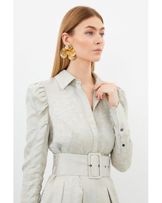 Karen Millen White Jacquard Woven Midi Dress