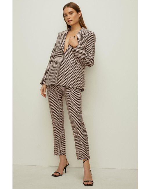 Oasis Natural Geo Jacquard Tailored Blazer Co-ord