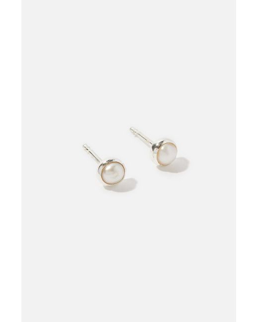 Accessorize Natural Sterling Silver Encased Pearl Studs