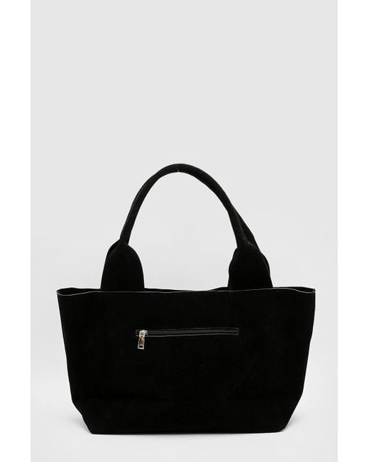 Boohoo Black Faux Suede Oversized Tote Bag
