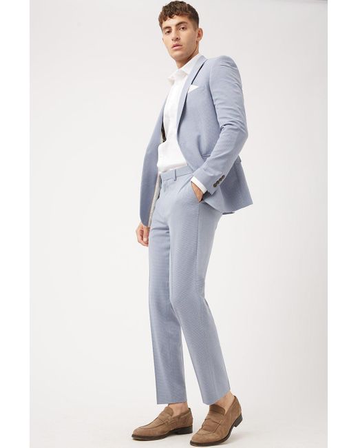 Burton Blue Basketweave Slim Fit Suit Trouser for men
