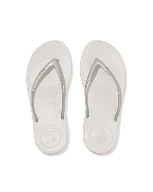 Fitflop White Iqushion Ergonomic Flip-flops Silver