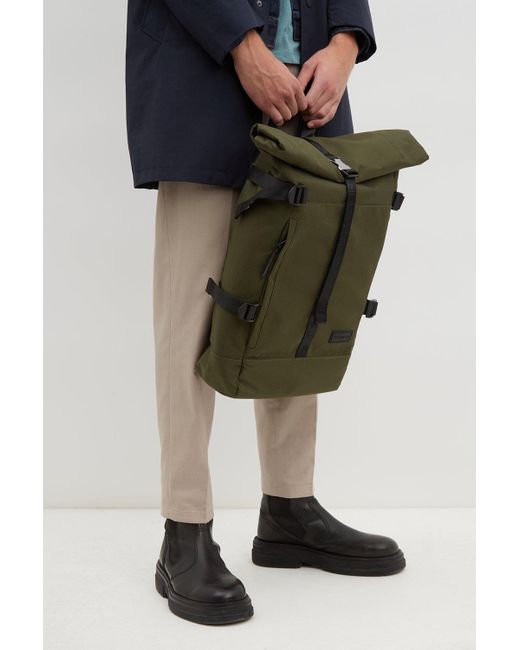 Burton Green Khaki Consigned Roll Top Multi Clip Backpack for men