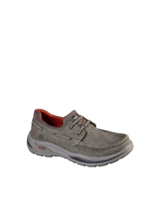 Skechers Gray 'arch Fit Motley Oven' Polyester Slip On Shoes for men
