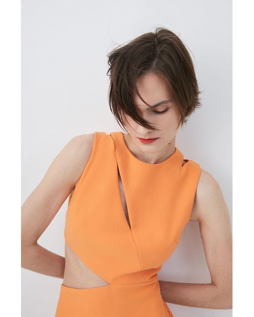 Karen Millen Orange Figure Form Cut Out Mini Dress