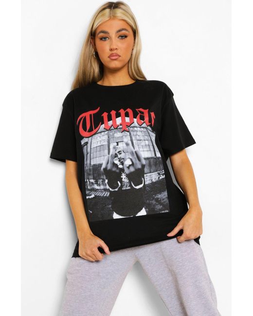 Boohoo Black Tall Tupac License T-shirt