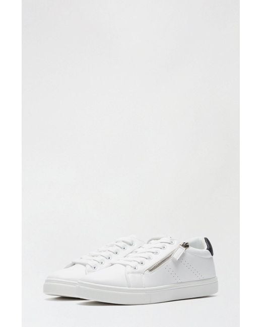 Dorothy Perkins White Black Ivy Side Zip Trainers