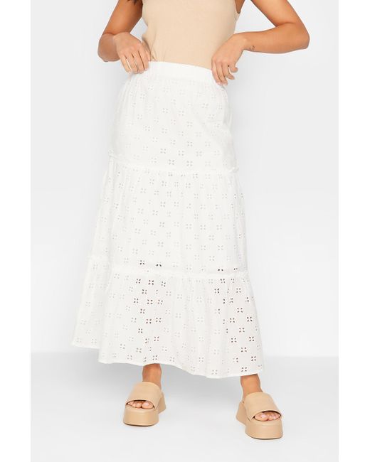 PixieGirl White Petite Broderie Maxi Skirt