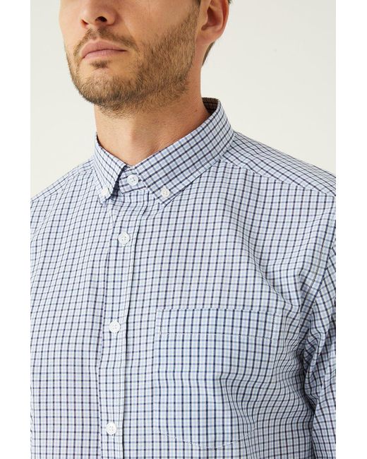 MAINE Blue Long Sleeve Power Check Shirt for men