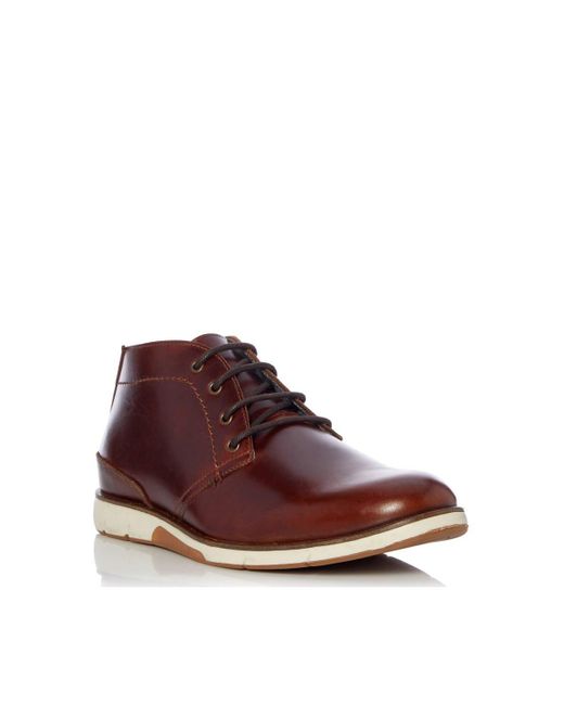Dune Brown 'collide' Leather Chukka Boots for men