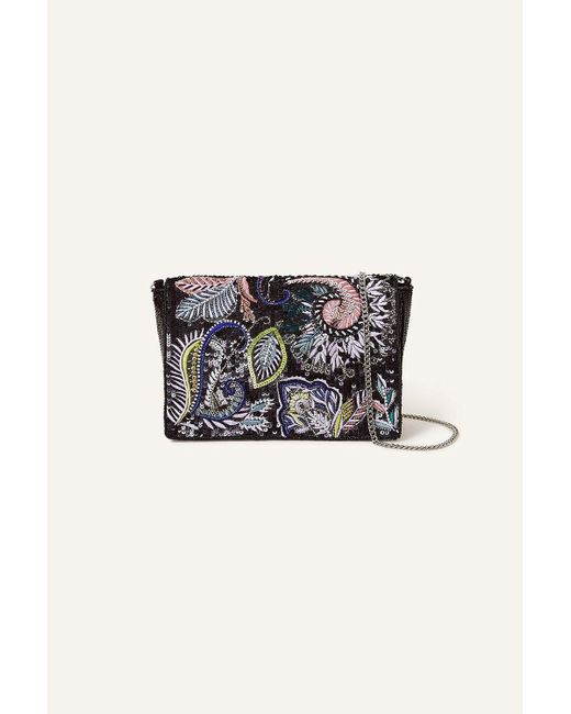 Accessorize Black Paisley Fold Over Clutch Bag