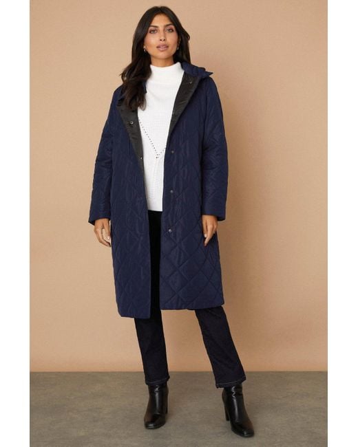 Wallis Blue Tall Funnel Neck Belted Padded Coat