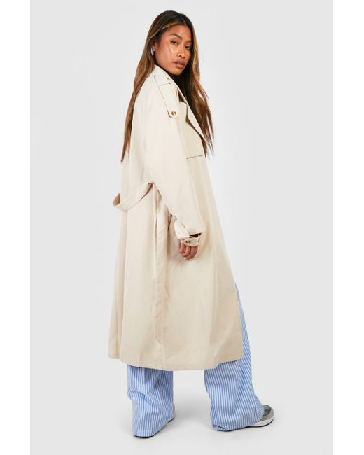 Boohoo White Relaxed Fit Trench Coat
