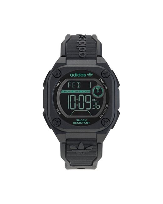 Adidas Originals Black City Tech Two Plastic/resin Fashion Digital Quartz Watch - Aost23569