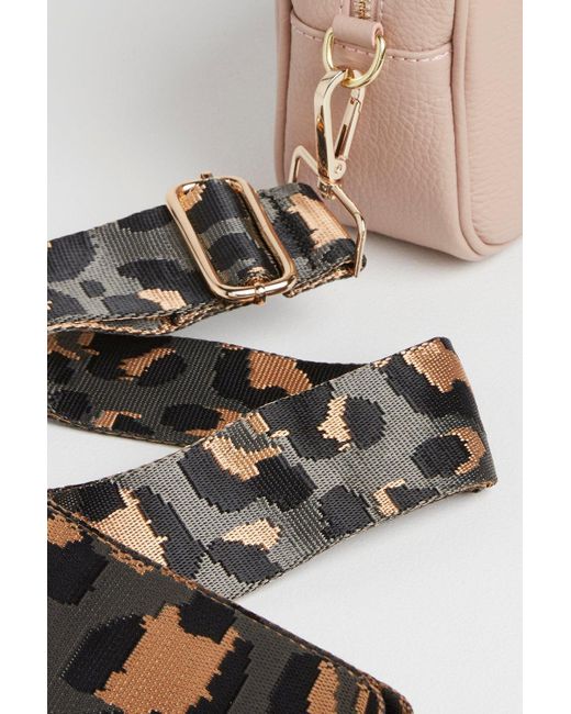 Betsy & Floss Pink 'verona' Crossbody Tassel Bag With Dark Leopard Strap