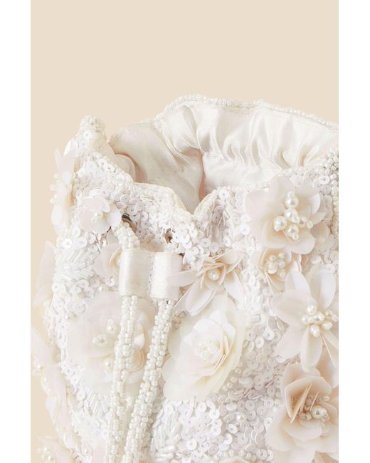 Accessorize Natural Bridal Flower Embellished Bag