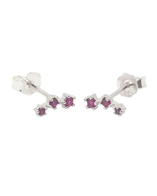 Harfi Pink Minimalist Ruby July Birthstone Climber Earrings