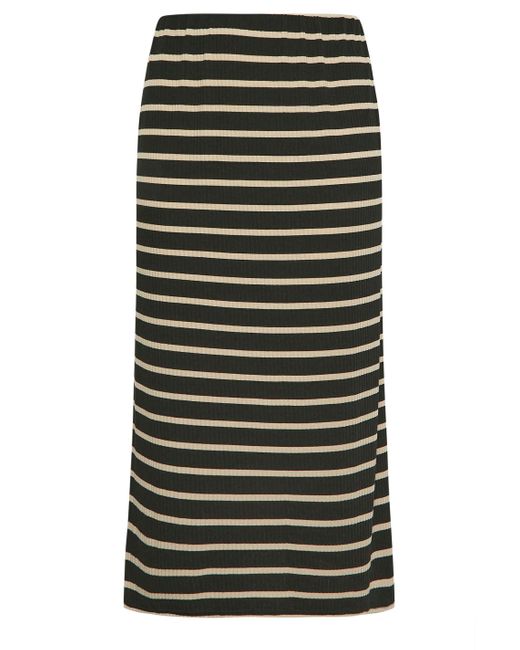 Yours Black Stripe Ribbed Maxi Skirt