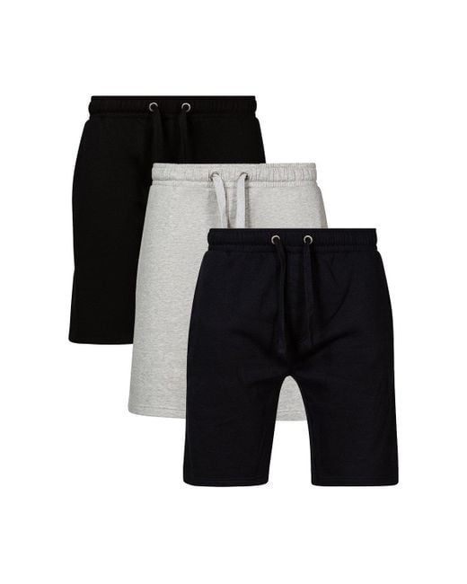 French Connection Black 3 Pack Cotton Blend Jersey Shorts for men