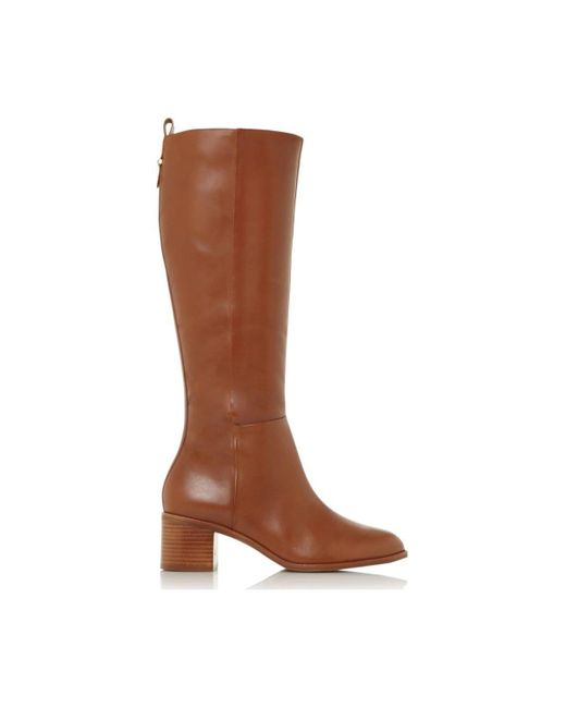 Dune Brown 'truth' Leather Knee High Boots