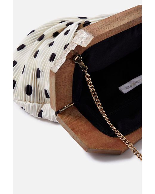 Accessorize White Pleat Wooden Frame Bag