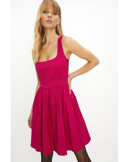 Coast Pink Seam Detail Bodice Full Skirt Mini Dress