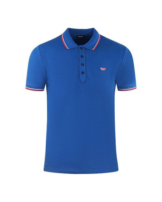 DIESEL Twin Tipped Design Bright Blue Polo Shirt for men