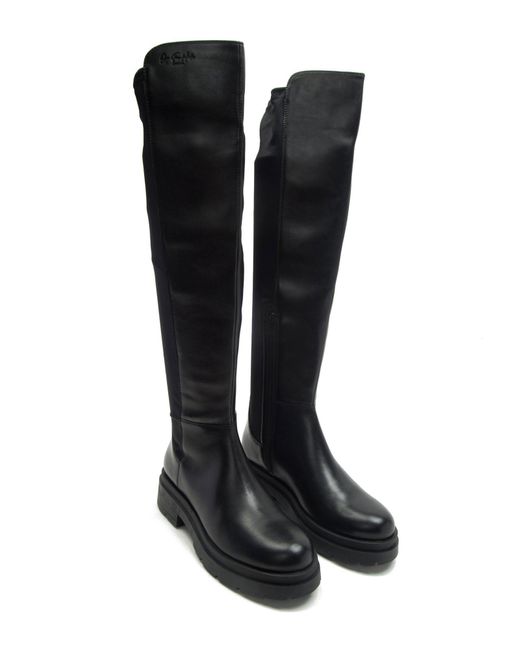 OFF THE HOOK Black 'brixton' Leather Long Knee Zip Boot