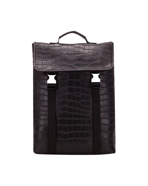 Smith & Canova Black Croc Effect Leather Backpack