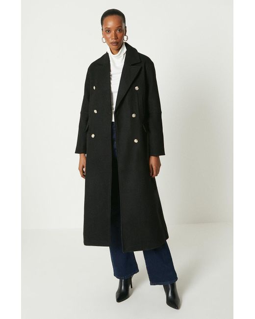PRINCIPLES Blue Longline Double Breasted Patch Pocket Coat