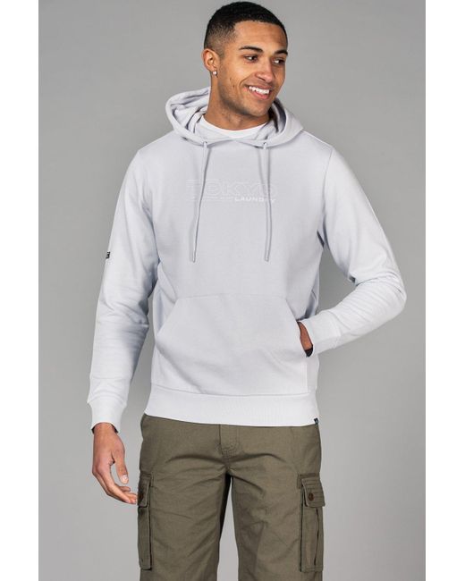 Tokyo Laundry Gray Cotton Blend Hoody With Branding Print for men