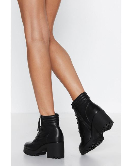 Nasty Gal White Faux Leather Heeled Biker Boots