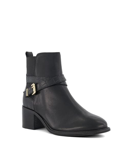 Dune Black 'pout' Leather Ankle Boots