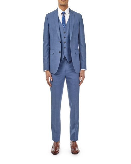 Burton Plus And Tall Slim Blue Sharkskin Suit Jacket for men