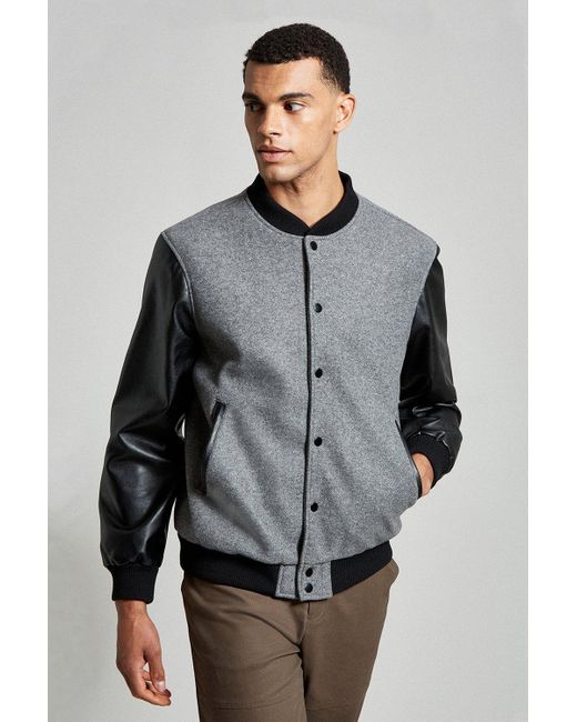 Burton Gray Charcoal Varsity Pu Jacket for men