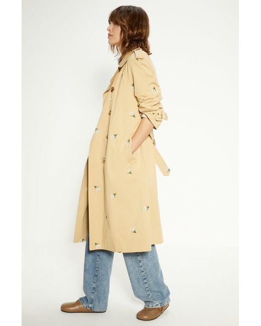 Oasis Natural Petite Embroidered Trench Coat